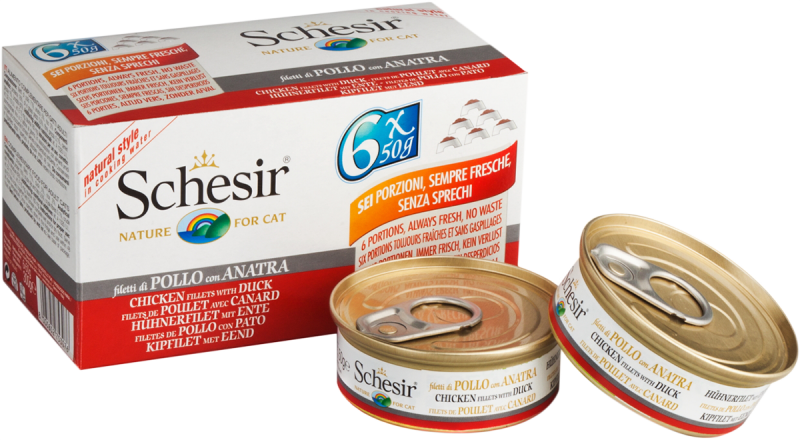 Schesir Chicken & Duck Multipack - 6 cans of cat food