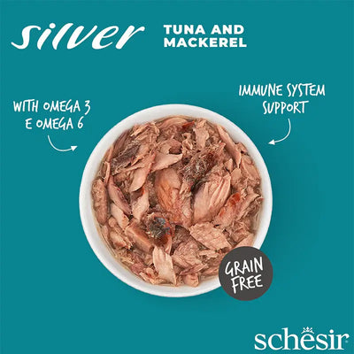 Schesir Silver Tuna Mackerel Senior Cat Food in Broth