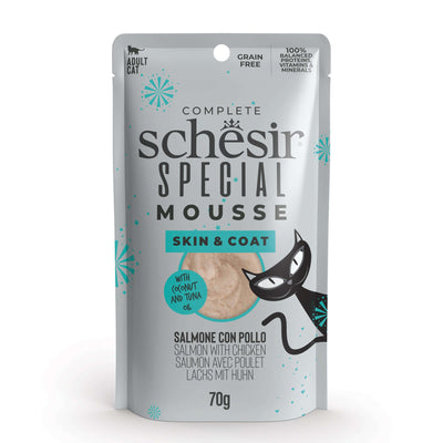 Schesir Skin & Coat Salmon Chicken Mousse Cat Food Pouch