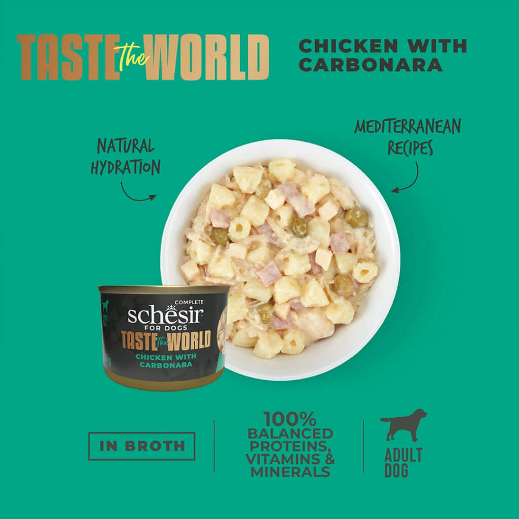 Schesir Chicken Carbonara Canned Dog Food - Italian-Inspired Recipe