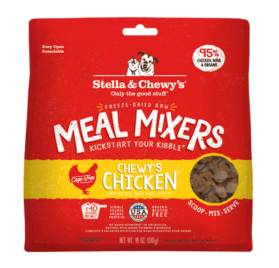 Stella & Chewy's Chewy's Chicken Freeze-Dried Raw Dog Meal Mixers, 95% chicken, cage-free, enriched with vitamins.