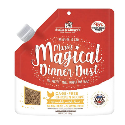 Stella & Chewy's Marie's Magical Dinner Dust cage-free chicken freeze-dried dog food topper for picky eaters.