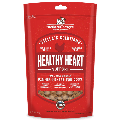 Stella & Chewy's Healthy Heart Support chicken freeze-dried dog meal, natural ingredients for heart health.