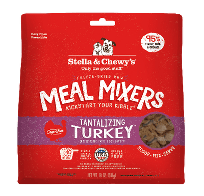 Stella & Chewy's Tantalizing Turkey Freeze-Dried Raw Dog Meal Mixers for healthy pet nutrition.