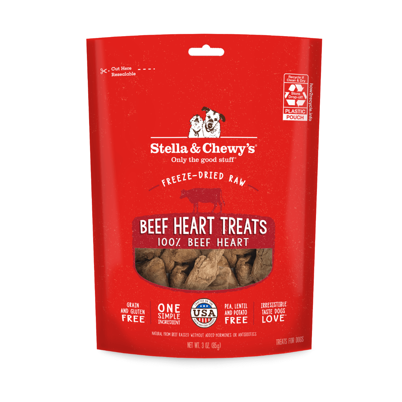 Stella and Chewy's Beef Heart Freeze-Dried Raw Dog Treats, 100% beef heart, single ingredient, gluten-free
