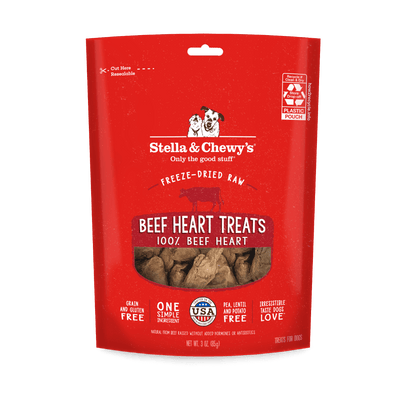 Stella and Chewy's Beef Heart Freeze-Dried Raw Dog Treats, 100% beef heart, single ingredient, gluten-free