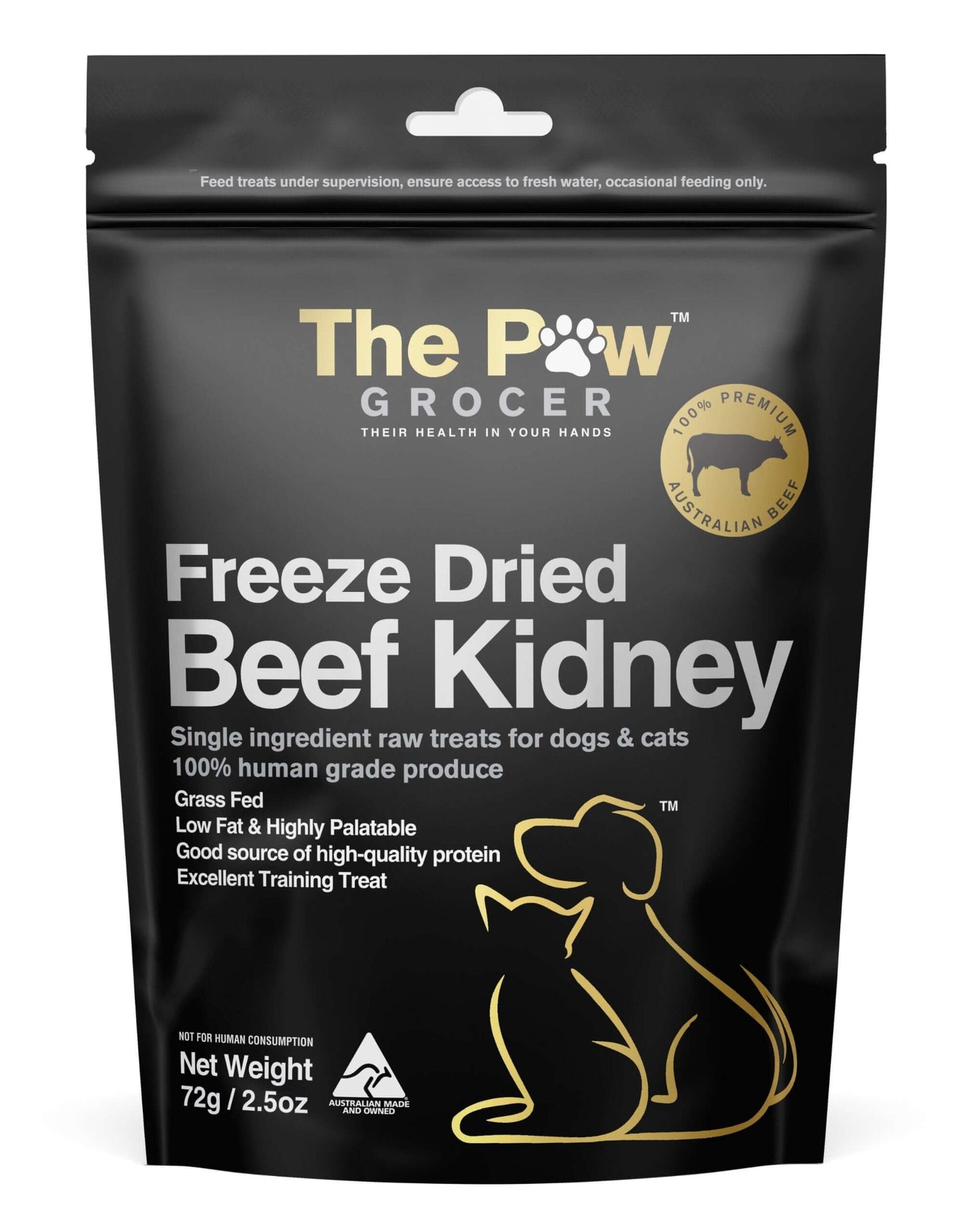 The Paw Grocer Grass-Fed Beef Kidney Freeze-Dried Treats for Cats and Dogs - Raw Superfood Snacks Singapore