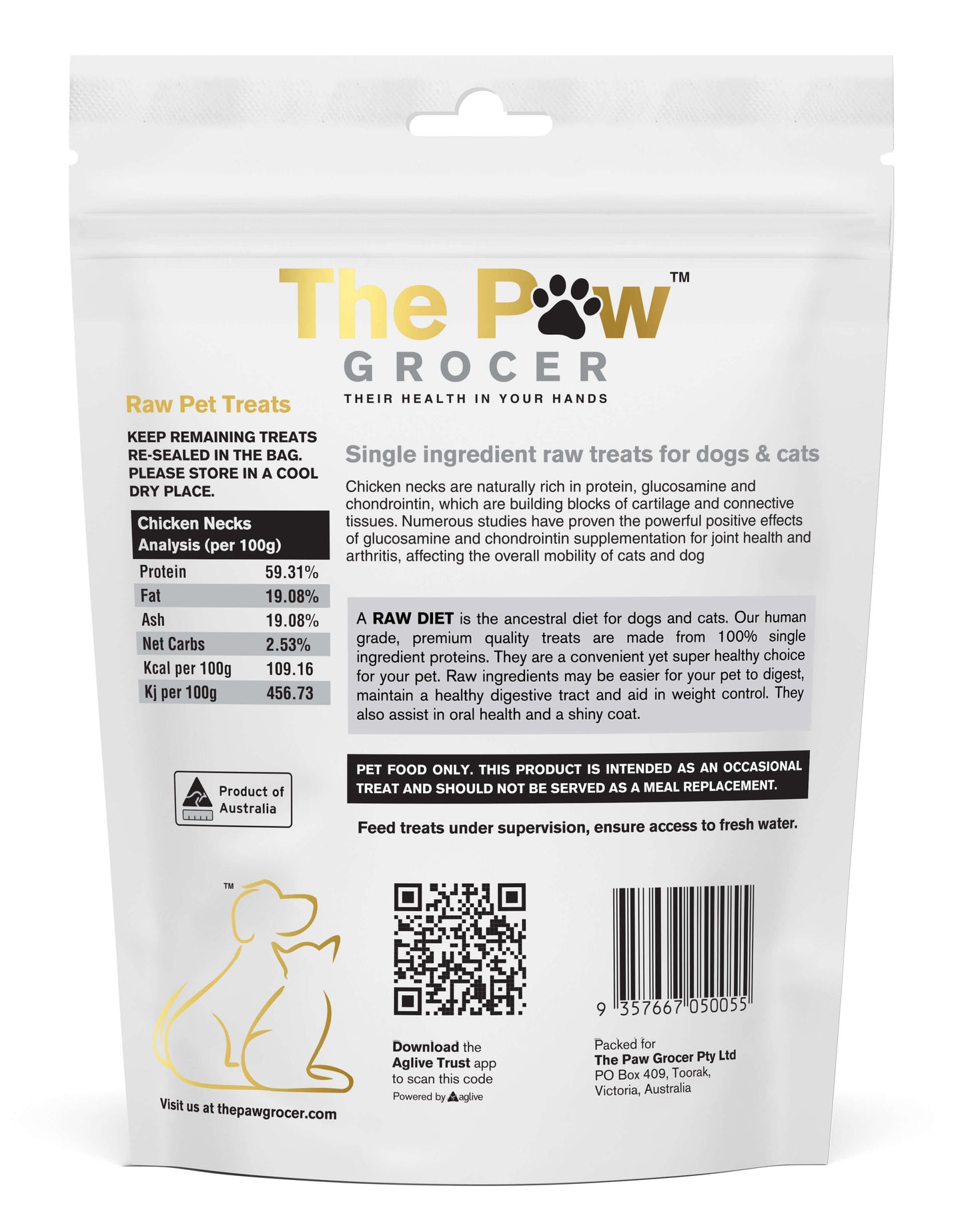 The Paw Grocer Freeze Dried Chicken Necks Cat & Dog Treats
