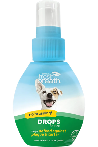 TropiClean Fresh Breath Drops for Dogs – Mint-Flavored Oral Care Water Additive