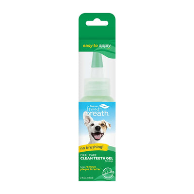 TropiClean Fresh Breath Dental Gel for Dogs - No Brush Oral Care Solution
