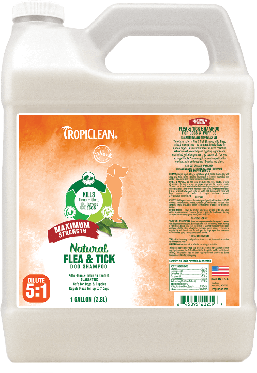 TropiClean Natural Maximum Strength Flea & Tick Shampoo for Dogs 1 gallon