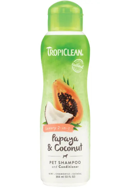 TropiClean Papaya & Coconut 2-in-1 Shampoo and Conditioner for Dogs and Cats