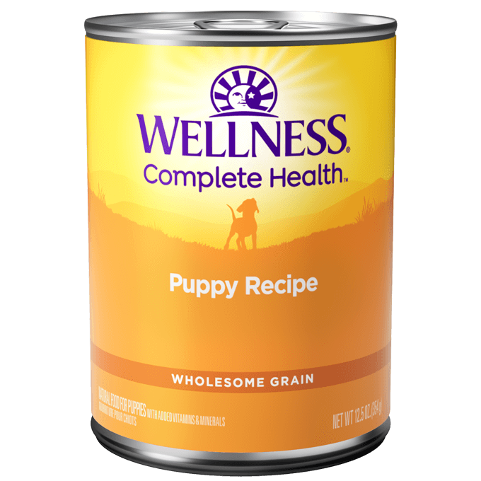 Wellness Complete Health Puppy canned wet dog food with chicken and chicken liver