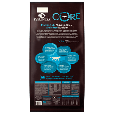 Wellness Core Ocean Grain-Free adult dry dog food with whitefish, herring meal, and salmon meal