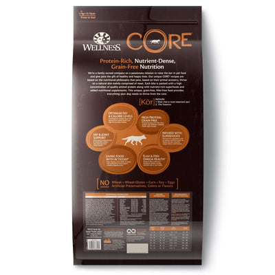 Wellness Core Original Grain-Free adult dry dog food with deboned turkey, turkey meal, and chicken meal