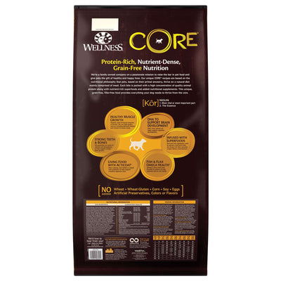 Wellness Core Grain-Free Puppy dry food with deboned chicken, chicken meal, and turkey meal