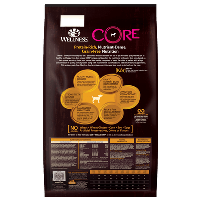 Wellness Core Original Small Breed Grain-Free dry dog food with deboned turkey, turkey meal, and chicken meal