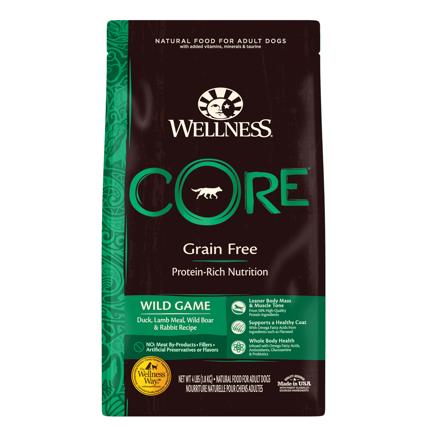 Wellness Core Wild Game Grain-Free dry dog food with duck, lamb meal, wild boar, and rabbit