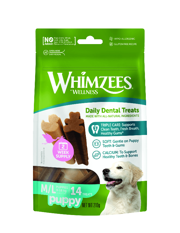 Whimzees Puppy Dental Chew Treats for Small Teeth - Grain Free m or l size