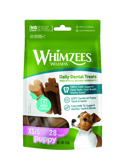 Whimzees Puppy Dental Chew Treats for Small Teeth - Grain Free XS or S size