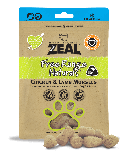 Zeal Free-Range Chicken and Lamb Freeze-Dried Treats for Dogs and Cats