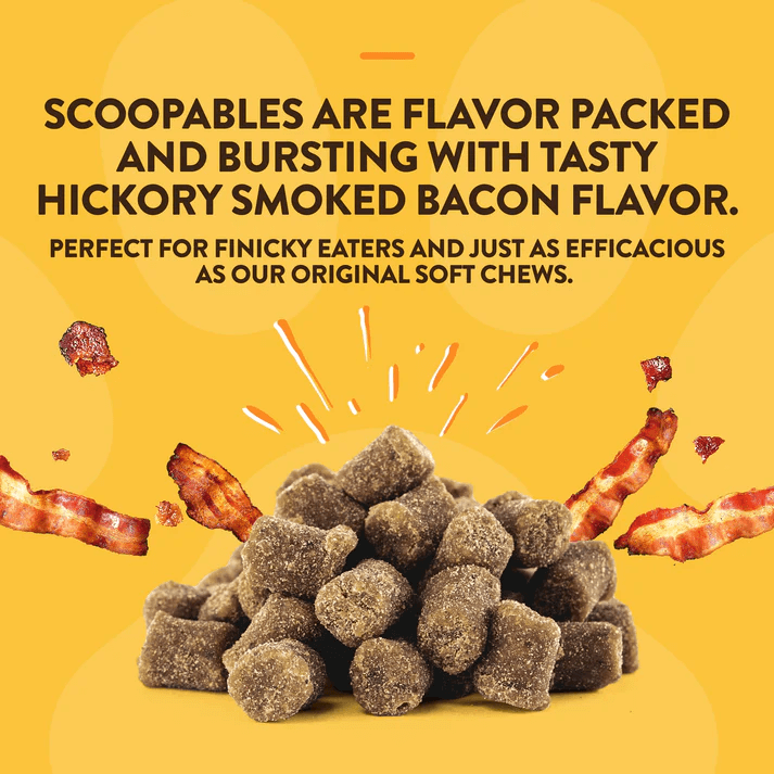 Natural pet supplement with hickory smoked bacon flavor, perfect for finicky eaters and allergy care.