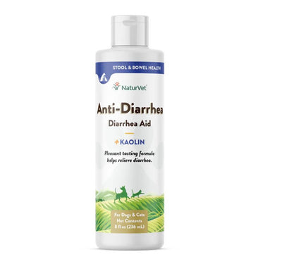 NaturVet Anti-Diarrhea Liquid for Dogs & Cats, 326ml, with Kaolin, for gentle diarrhea relief.