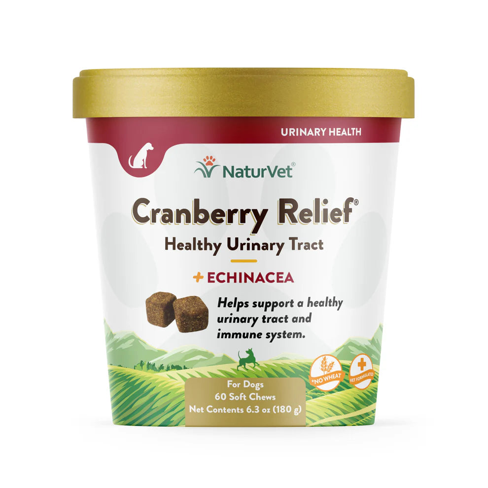 NaturVet Cranberry Relief for dogs packaging on a white background