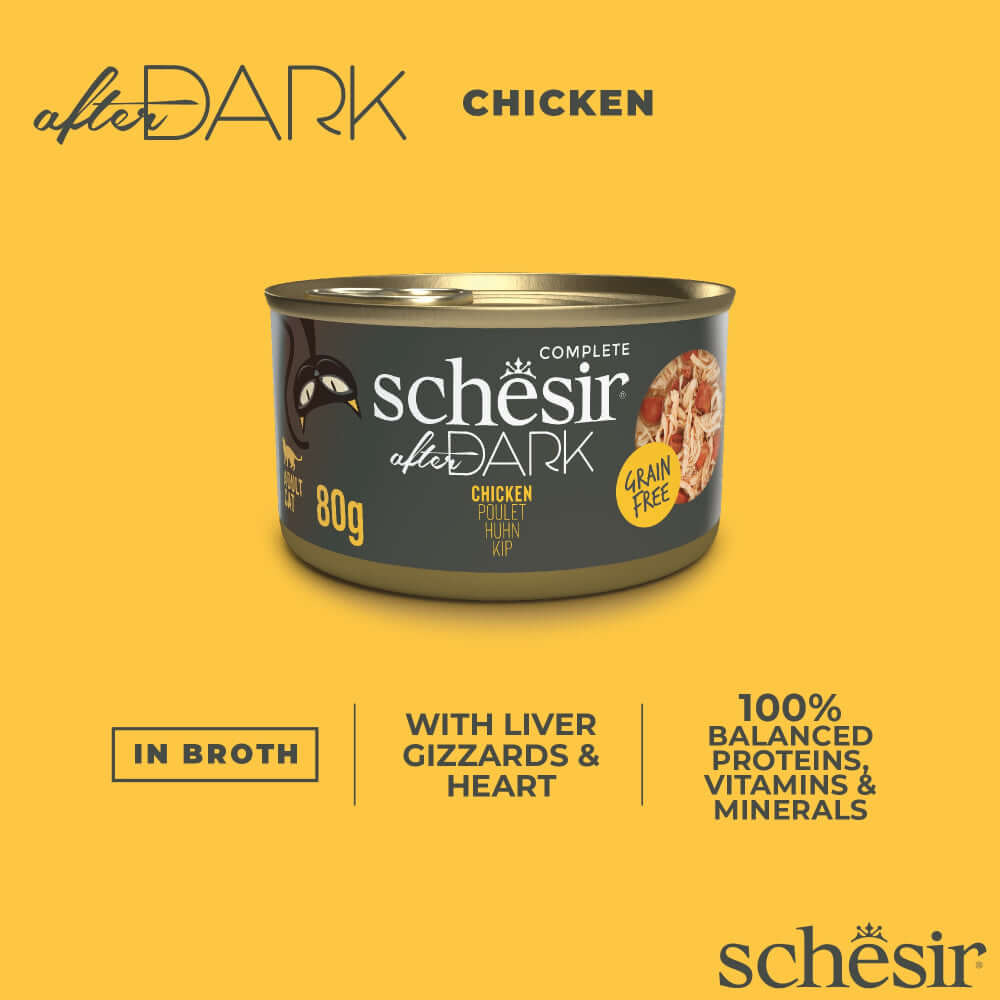 Schesir After Dark Chicken Wholefood Canned Cat Food - Grain-Free Protein Rich Wet Food Singapore
