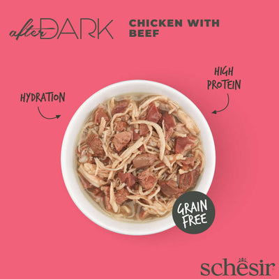 Schesir After Dark Chicken and Beef Canned Cat Food - Grain-Free Wholefood with Organs for Singapore Cats Foodshot