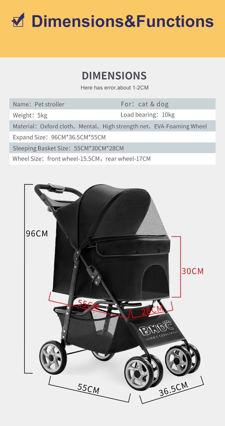  BNDC Pet Stroller 102 Black