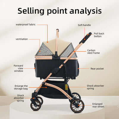 BNDC Pet Stroller 301 (Black Khaki)