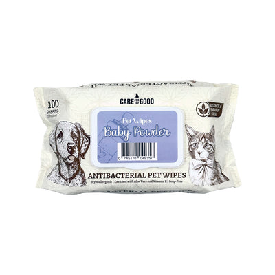 Care For The Good Antibacterial Pet Wipes - Baby Powder [12 packets x 100pcs]