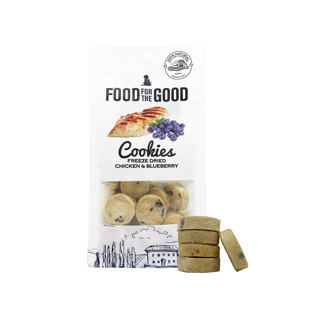 Food For The Good Freeze Dried Chicken & Blueberry Cookies For Cat & Dog Treats