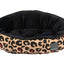 fuzzyard Pet bed with leopard print pattern and black interior cushion