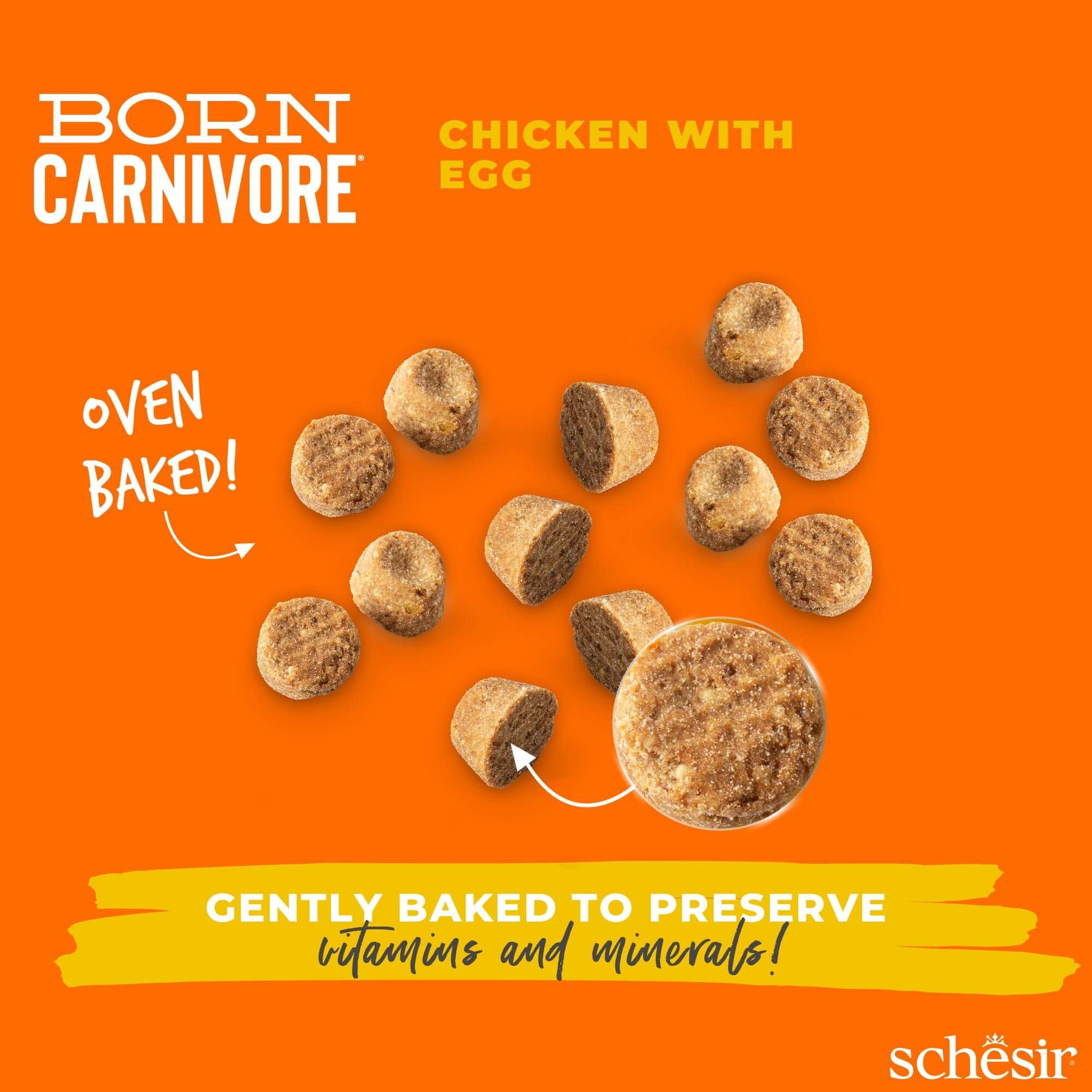 Schesir Born Carnivore Adult Cat Dry Food - Chicken & Egg Recipe