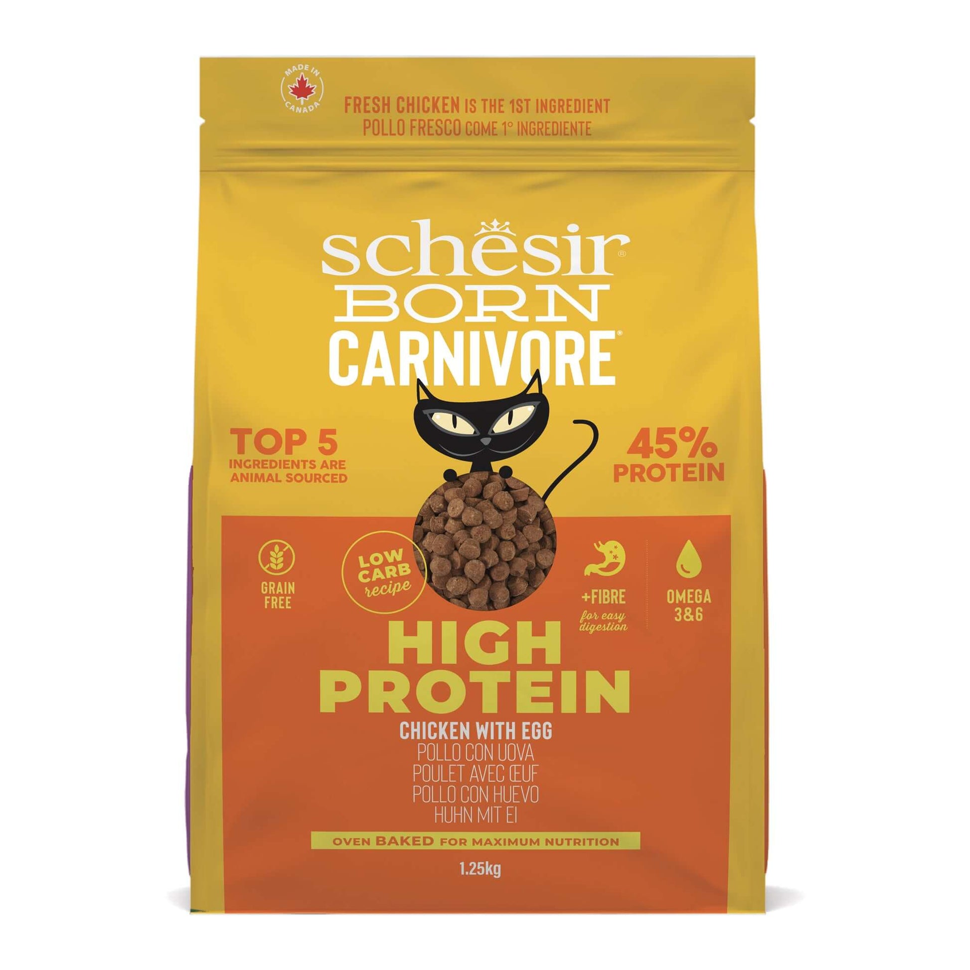 Schesir Born Carnivore Adult Cat Dry Food - Chicken & Egg Recipe