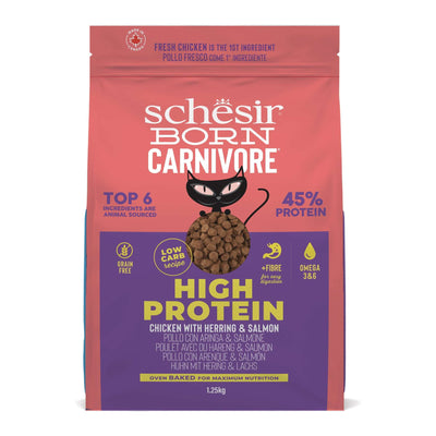 Schesir Born Carnivore Dry Cat Food - Chicken, Herring & Salmon Recipe