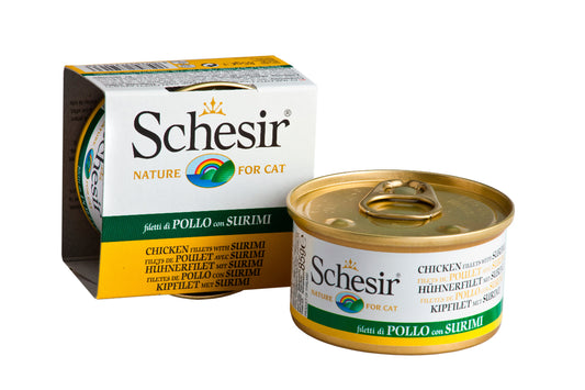 Schesir Chicken Fillet with Surimi Jelly canned wet food for cats