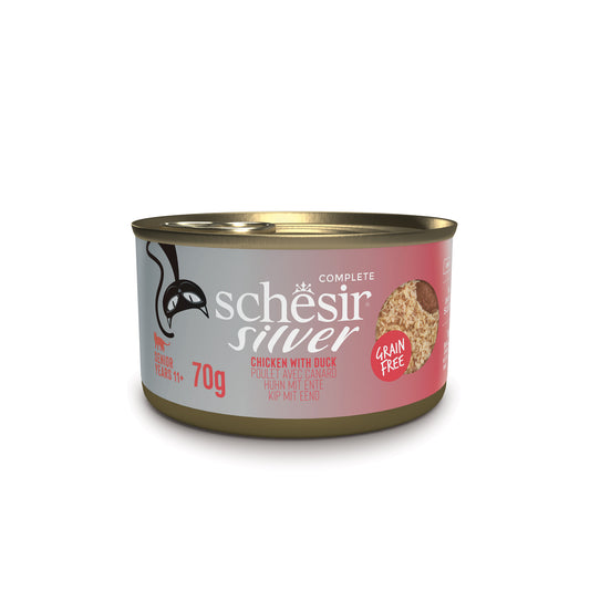 Schesir Silver Chicken Duck Senior Cat Food in Broth