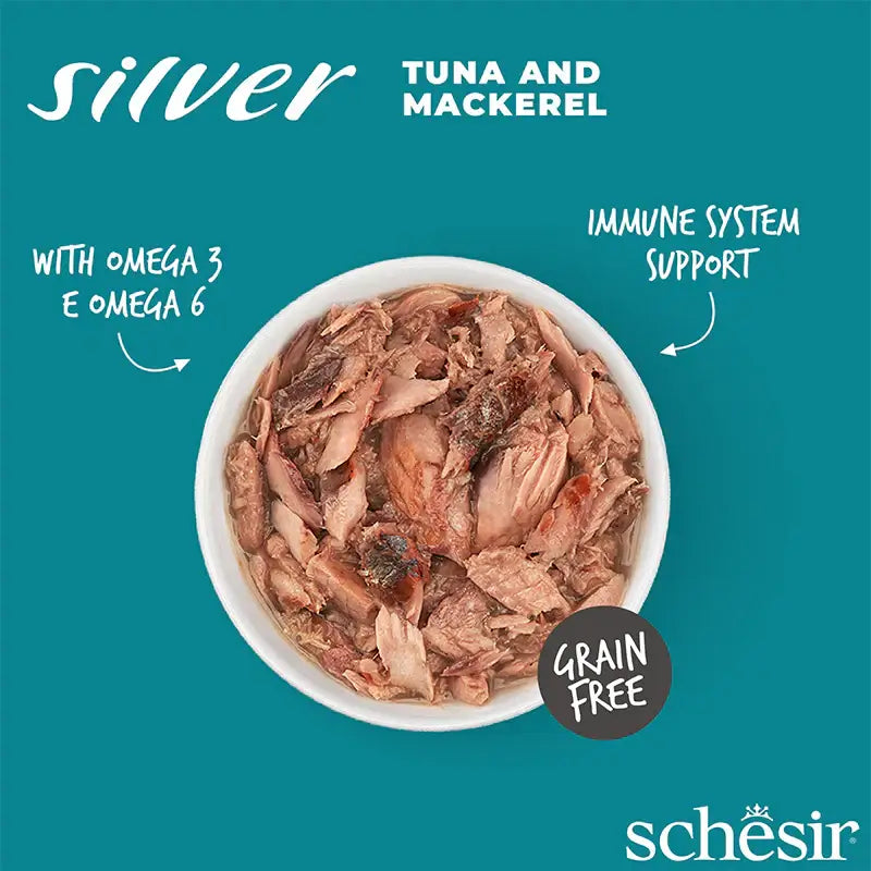 Schesir Silver Tuna Mackerel Senior Cat Food in Broth