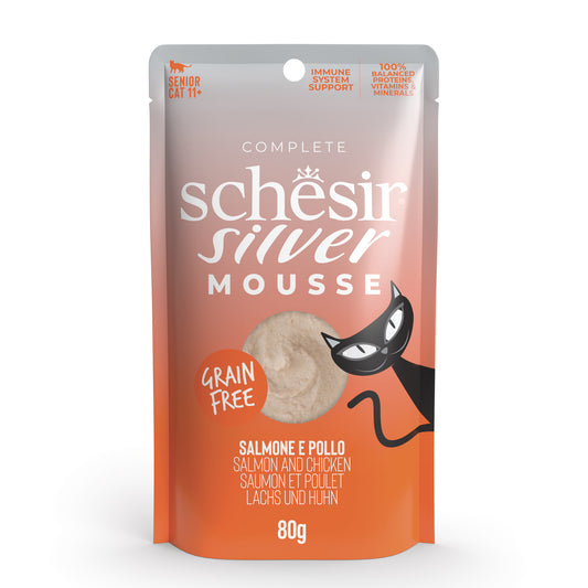 Schesir Silver Velvet Salmon Chicken Mousse Senior Cat Food Pouch