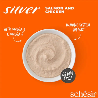 Schesir Silver Velvet Salmon Chicken Mousse Senior Cat Food Pouch