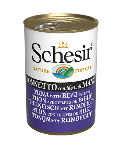 Schesir Tuna with Beef Jelly canned cat food in natural gravy