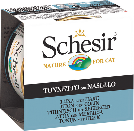 Schesir Tuna with Hake Jelly canned cat food in gravy