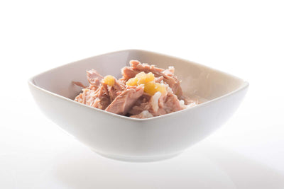 a bowl of Schesir Tuna Mango Canned Cat Food