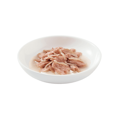 a bowl of Schesir Tuna & Whitebait Jelly Cat Food – Natural, Canned Wet Food