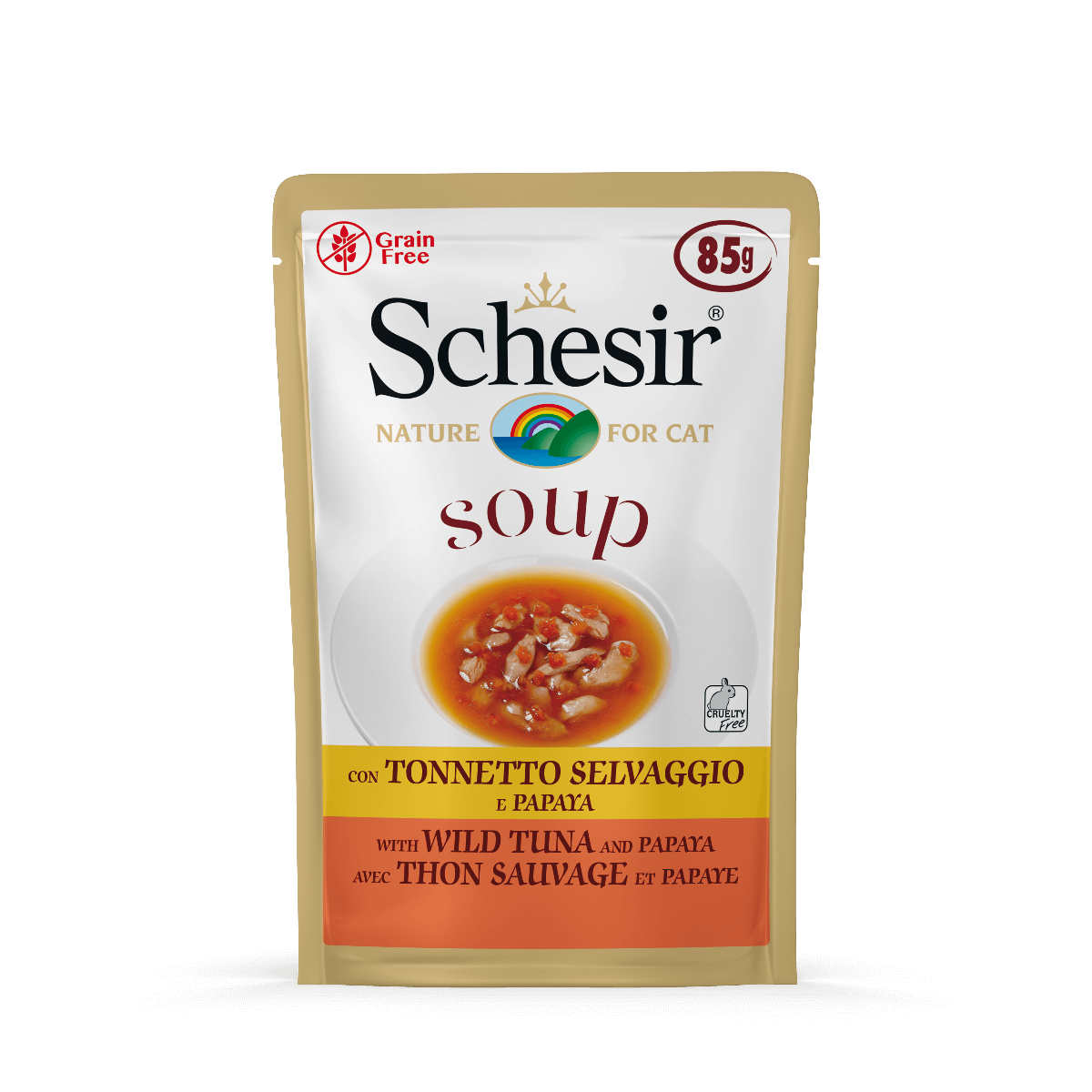 Schesir Tuna Papaya Wet Cat Food Soup - 50g Grain-Free Digestive Support