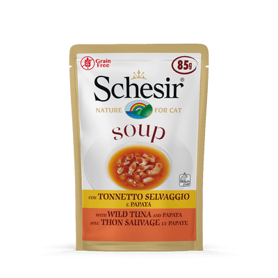 Schesir Tuna Papaya Wet Cat Food Soup - 50g Grain-Free Digestive Support