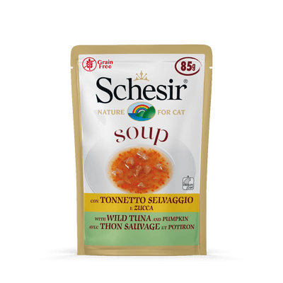 Schesir Tuna Pumpkin Soup Wet Cat Food Pouch - 50g Grain-Free Liquid Recipe